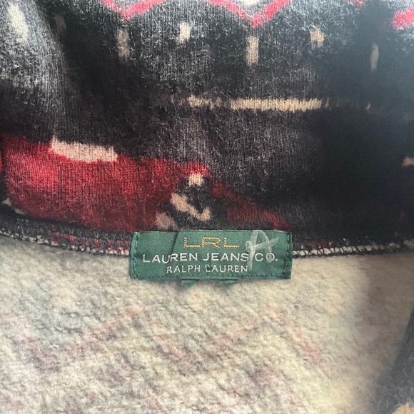 Lauren Ralph Lauren Cowgirl Western Fleece Jacket Cardigan Sweater Soft Black L - Picture 7 of 7